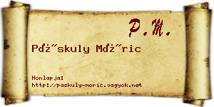 Páskuly Móric névjegykártya